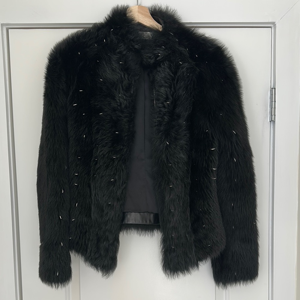 Black Shearling Fur Leather Jacket